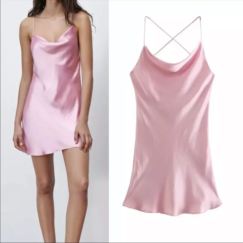 Pink satin slip size small